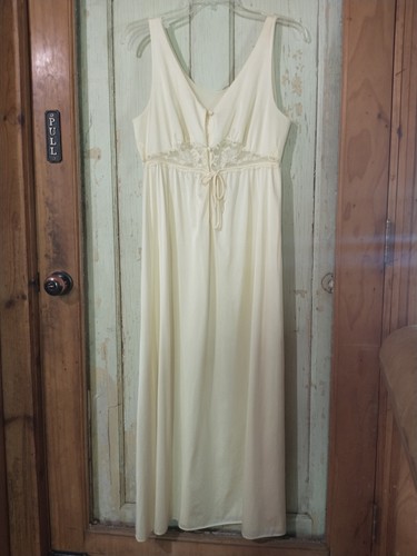 Vintage Shadowline Nightie Nightgown Sheer Yellow Lingerie M