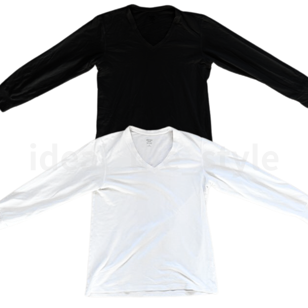 UNIQLO HEATTECH Extra Warm Cotton V-Neck Long-Sleeve T-Shirt S-4XL