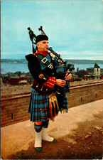 Highland Piper, Pipe Major George Dey In Nova Scotia Tartan, Vintage Postcard