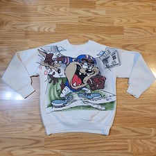 1995 Warner Bros Freeze N.Y. Taz Football Looney Tunes Youth XL Crewneck Sweatsh