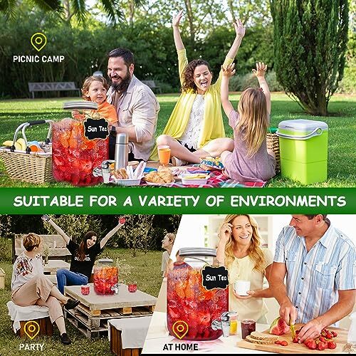 Amgkonp 1 Gallon Glass Drink Dispensers with Fruit Infuser2 Pack