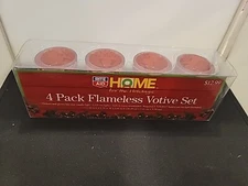 4 Pack Flameless Votive Set Rite Aid NIB Home For The Holidays Red/Excellent Con