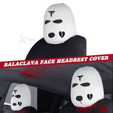 Car Universal Fit White Balaclava Face Scary Villain Mask Headrest Cover Proctor