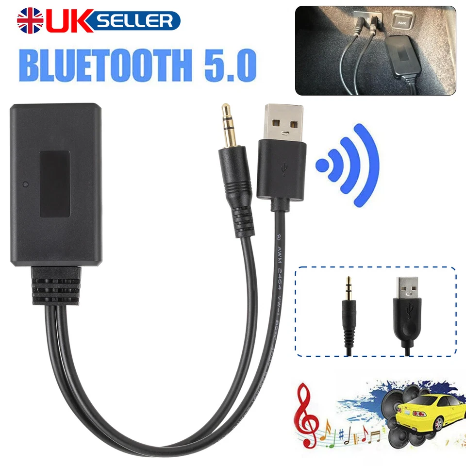 Wireless Bluetooth 5.0 Car Audio Stereo Music Receiver Adapter 3.5mm AUX MP3 NEW