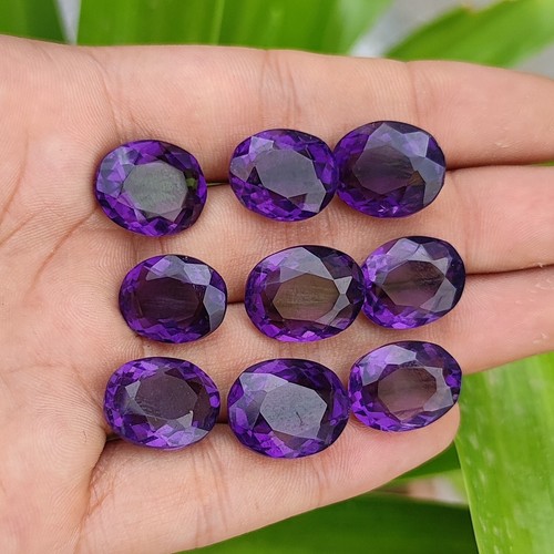 Natural 107 Ct Certified Brazilian Violet Amethyst Oval Cut Gemstone 9Pcs Lot - Picture 2 of 6