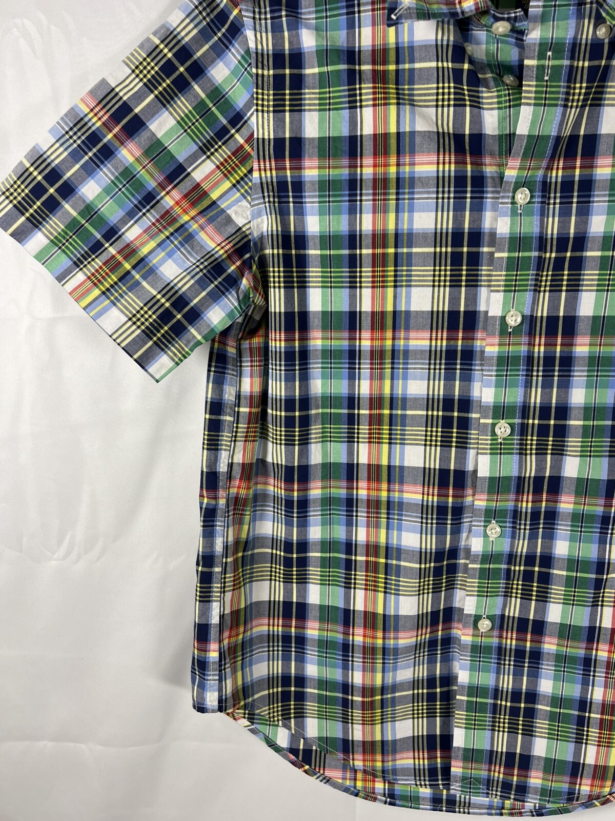 Ralph Lauren Big Boys Short Sleeve Blue Plaid Cotton Poplin Shirt Large Y14/16 thumbnail 5