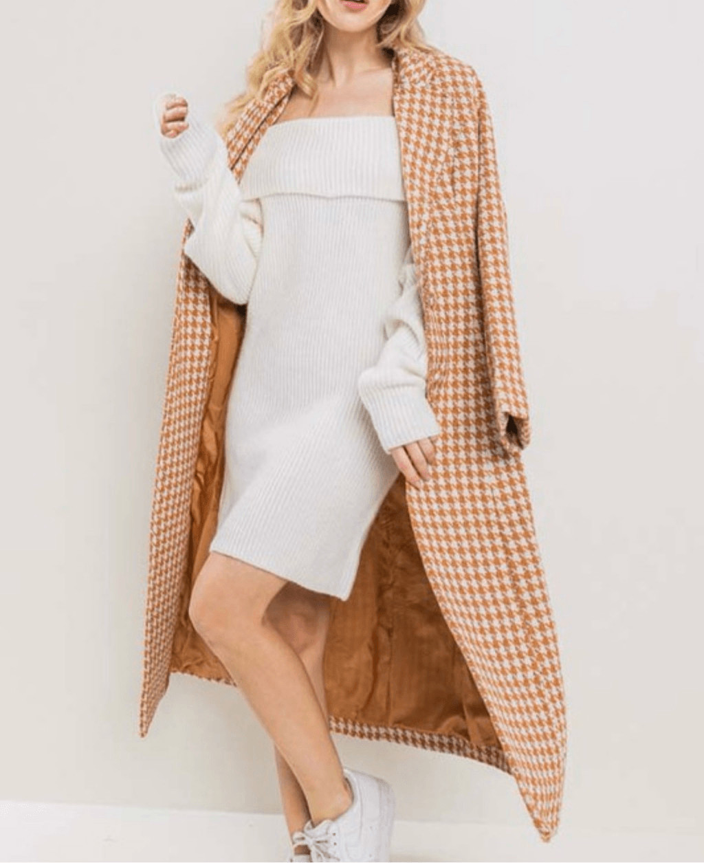 Orange Houndstooth Coat Jacket - image 2