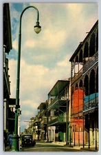 Vintage Postcard LA New Orleans Frenchf Quarter 40s Car Chrome ~7427