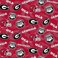 University of Georgia Bulldogs UGA Cotton Fabric Tone on Tone Print-By the Yard