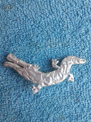 Broche Vintage Bala Boosté Paris New York - Crocodile Argenté - Ancien Stock Neuf
