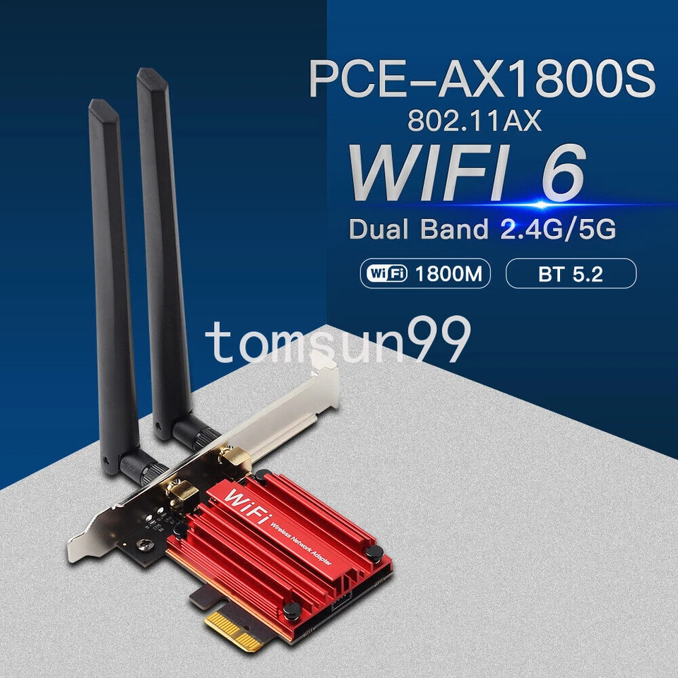 WiFi 6 AX1800 Desktop PC PCIe WiFi Card Dual Band Bluetooth 5.2 Network Adapter - Image 3 of 4