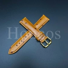 18MM Ostrich Leather Watch Band Strap Quick Release Pins Yellow Fits For Michele