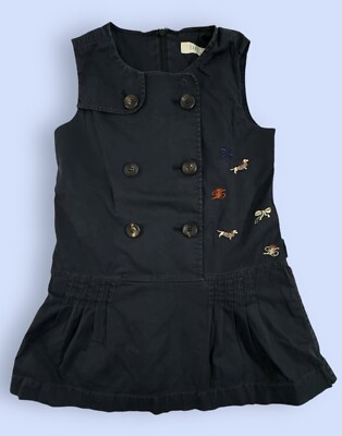 The Oaks Apparel Girls Holiday Dress Sz 7 Y  School Nova Check Embroidered Puppy