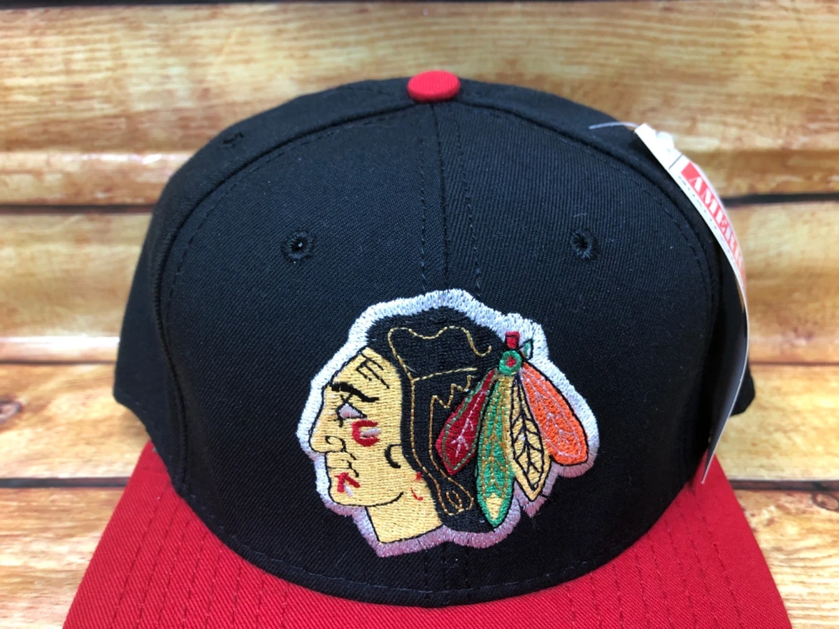 NWT NOS Vintage CHICAGO BLACKHAWKS CCM American Needle 7 Fitted
