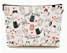cat cosmetic makeup bag NEW Free Shipping 9 by 7 inches