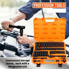 50Pc 3/8" Drive Impact Socket Set Ratchet Wrench Metric SAE Deep Short Sockets