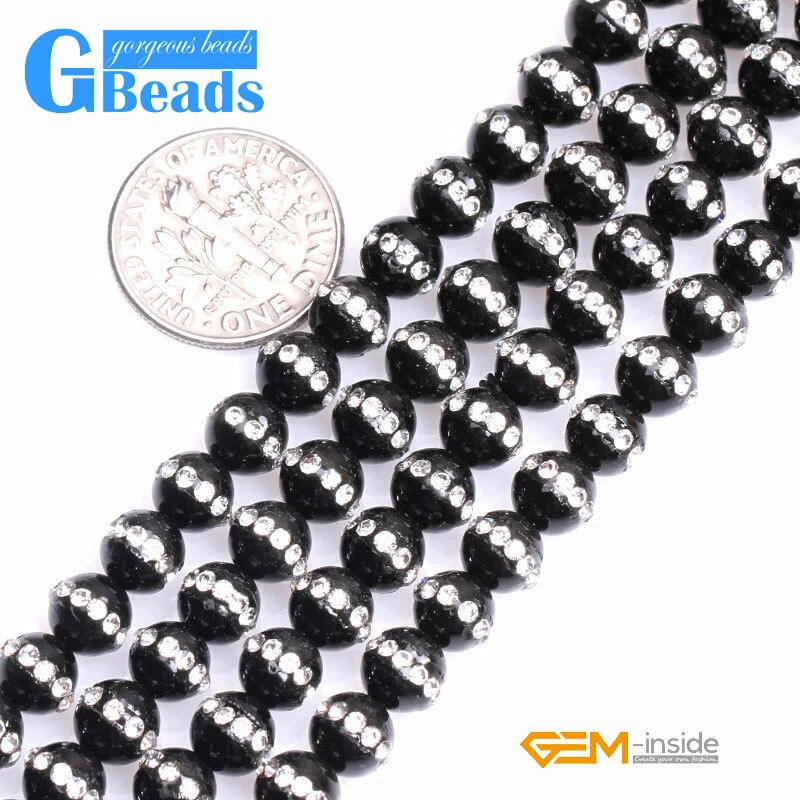 Ágata colorida com strass incrustado redondo miçangas para fazer joias frete grátis - Imagem 3 de 4