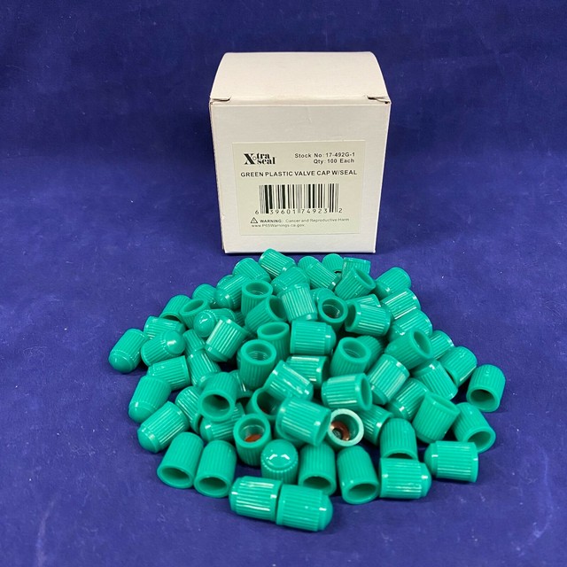 QTY 100 Xtra Seal Tire Valve Stems Dark Green Nitrogen Plastic Caps W/ Gasket eBay