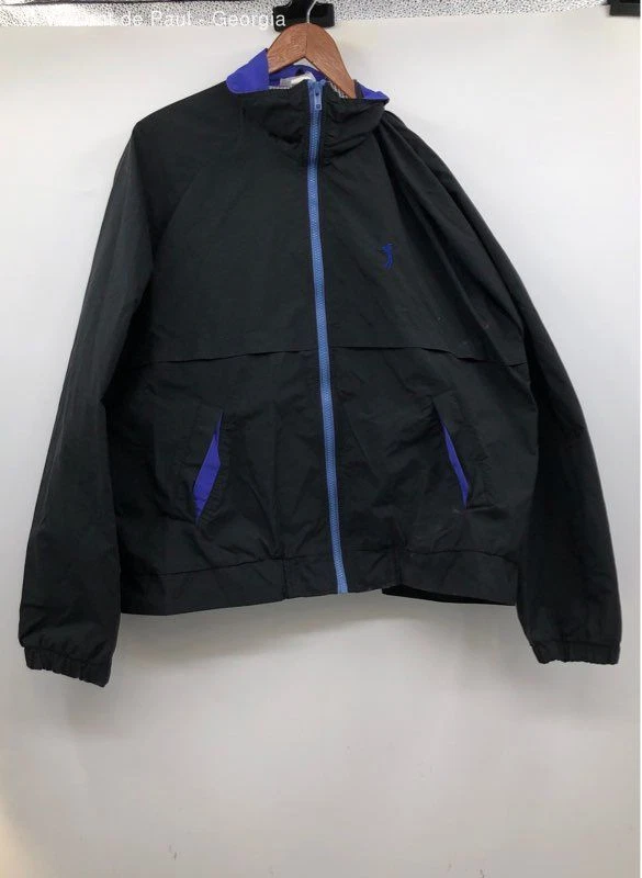 Radical Black 90s Mesh Lined Full Zip Acrylic Coated Nylon Golf Windbreaker - L