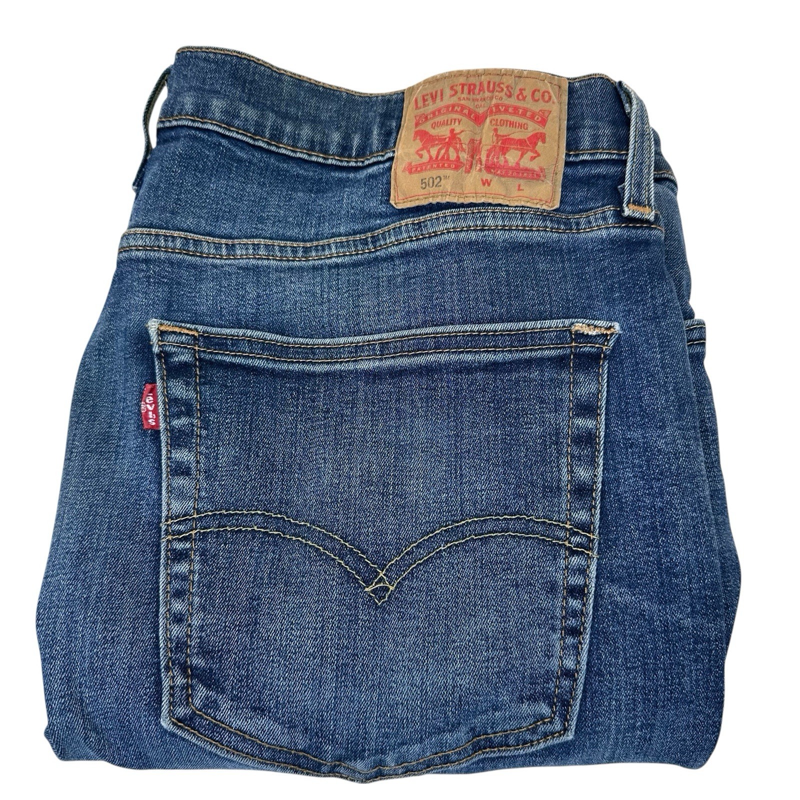 Levi's 502 Regular Tapered Fit Blue Denim Jeans Size 36x38 (Fits 38x36) Stretch