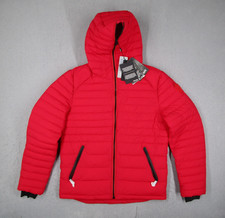 Pajar Axel Jacket Mens Small Red Hooded Puffer 3M Thinsulate Featherless Stretch