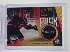 TEUVO TERAVAINEN 2023-24 SP GAME USED STADIUM SERIES USED PUCK RELIC Q6786