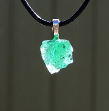 Raw Rough Gem Natural Emerald Free Form Stone Crystal Pendant Necklace XSmall