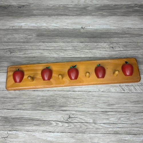 Apple Kitchen Peg Wall Rack Rustic Farmhouse Handcrafted Wood Country House