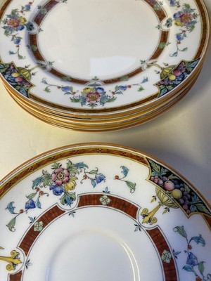 Vintage Royal Worcester Orlando RED TRIM 4x Kuchenteller 4x Untertassen 3x Tassen + Kanne
