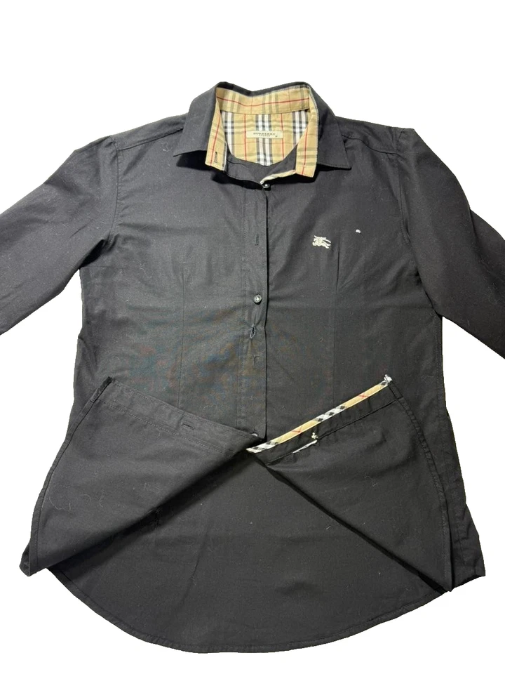 Camisa clásica de algodón negra para mujer Burberry Brit - talla M Foto 4 de 4
