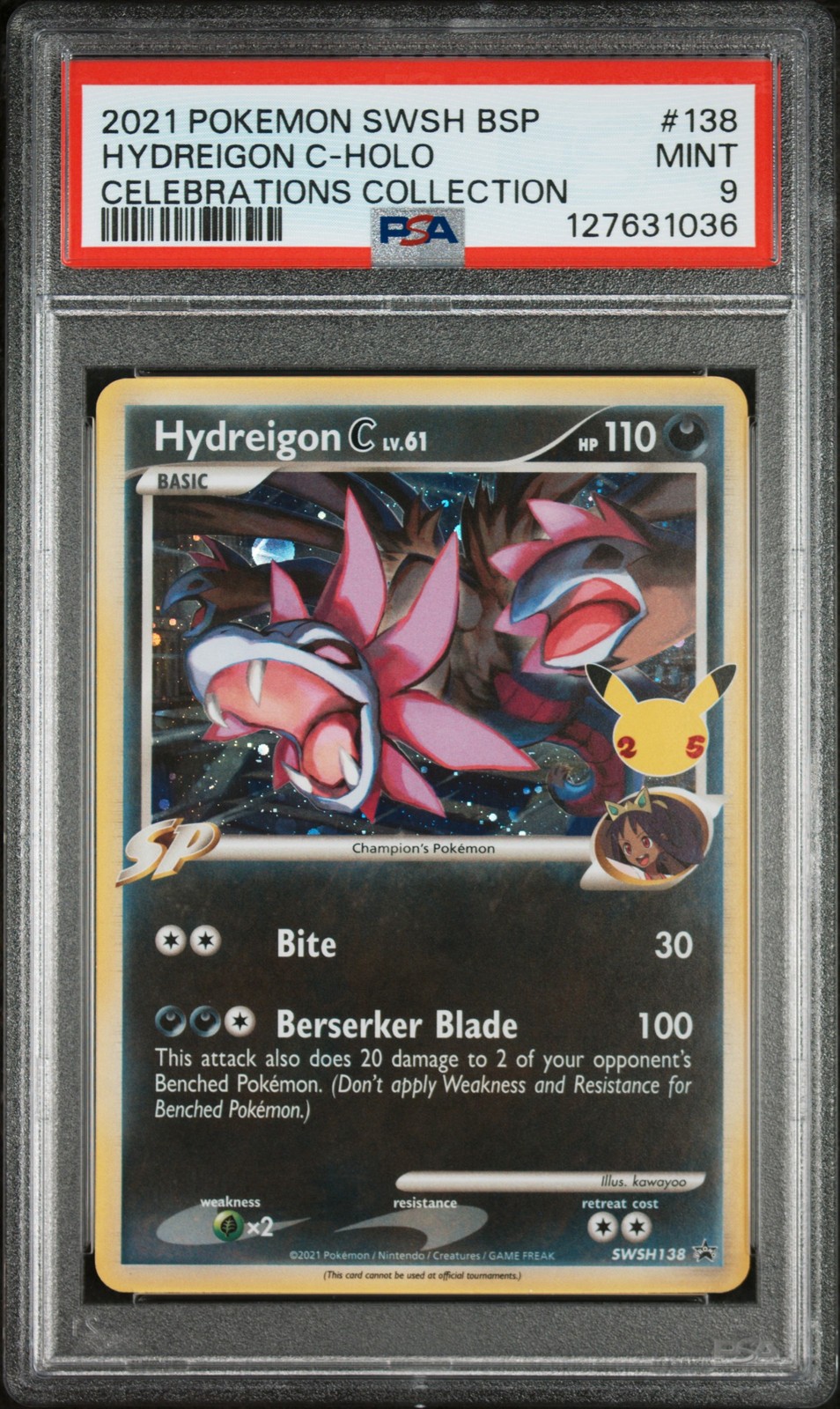 2021 POKEMON SWSH BLACK STAR PROMO CELEBRATIONS COLL #138 HYDREIGON C-HOLO PSA 9