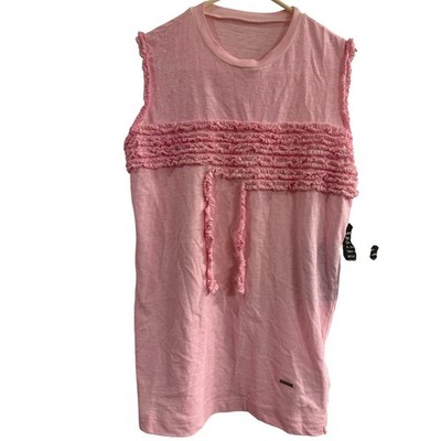 DSQUARED2 Pink Ruffle Front Tank Top Long Cool Fit Made in Italy Womens Size S