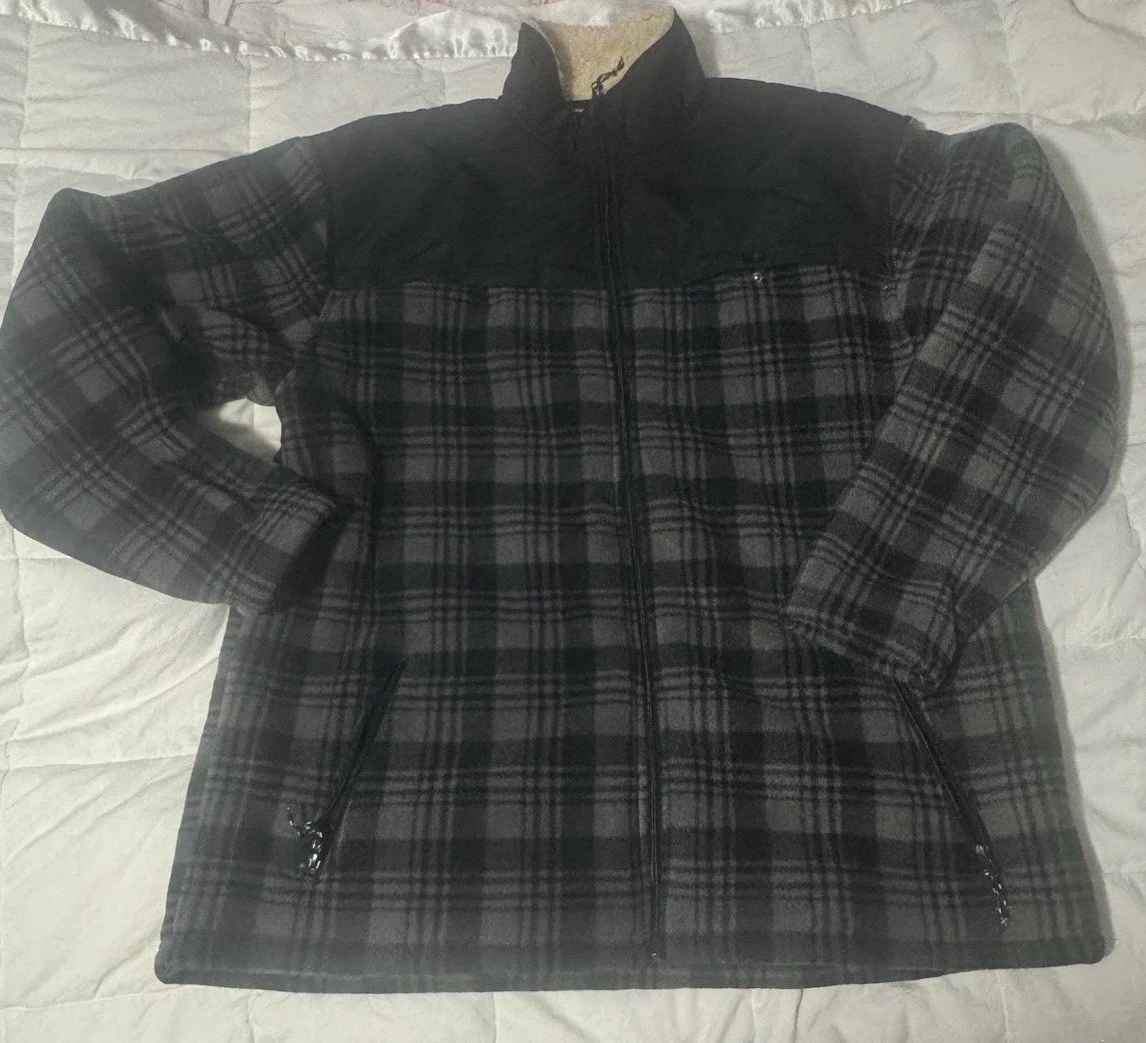 ITASCA Fleece Zip Front Jacket Coat Plaid Mens Size XL