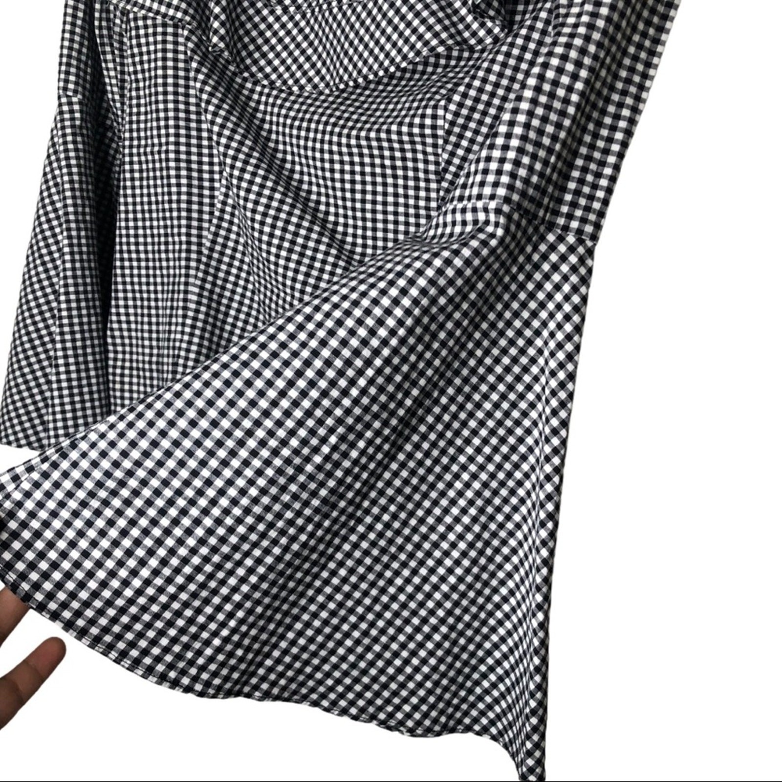 Scripted Black White Gingham Ruffle Off Shoulder … - image 7