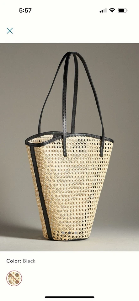 Bolsa tote balde de vime Anthropologie Bembien Tula nova com etiquetas - Imagem 2 de 4