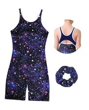 Gymnastics Leotards for Girls Dance Unitard Biketards 5-6 Years Navy  Starry