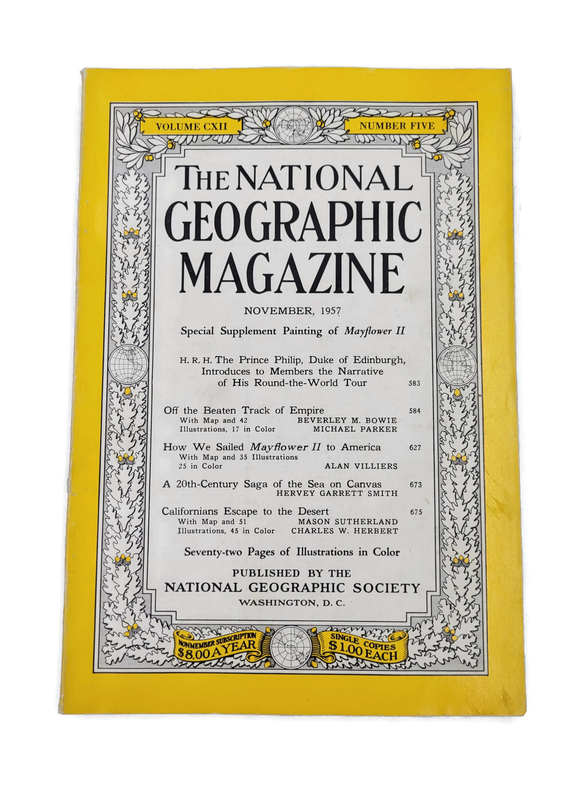 National Geographic November 1957 Prince Philip Duke Of Edinburgh World Tour