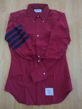 NWOT Thom Browne Red Oxford Button Down Grosgrain Sleeve Stripes TB1 14.5-32 S