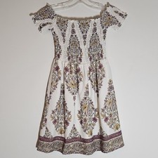 Show Me Your Mumu Dress Womens XS Floral Boho Dolly Smocked Off Shoulder USA