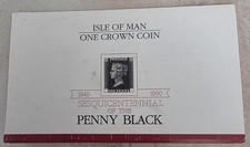 1990 Isle of Man Crown 150th Anniversary of the Penny Black Stamp