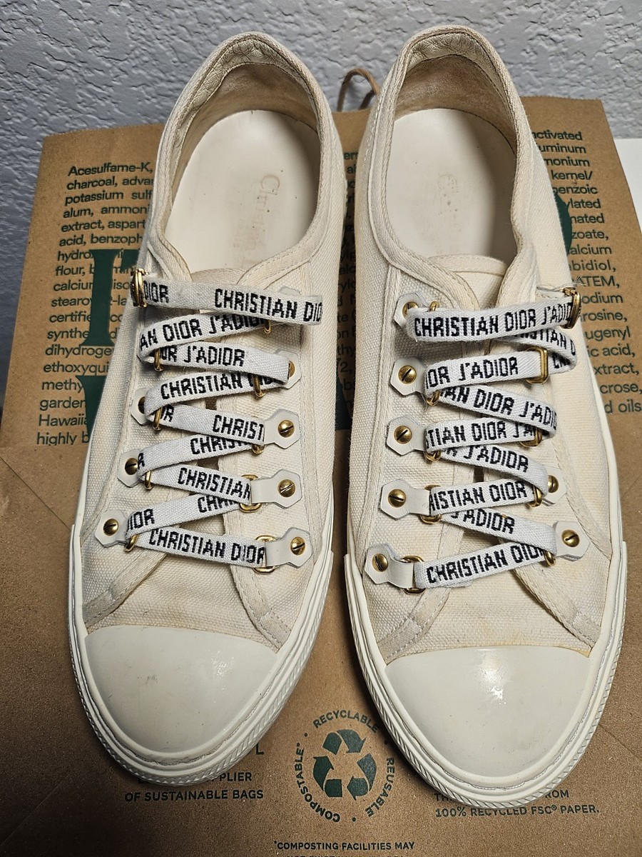 Christian Dior Cream Canvas Sneakers Walk'n Dior Size 40 (US 10