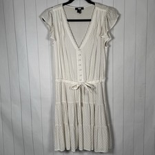 PAIGE Rosalee White Mini Dress Flutter Sleeve Tiered Skirt Feminine Coquette S