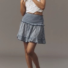 MAEVE ANTHROPOLOGIE Smock Flounce Mini Skirt Size XL