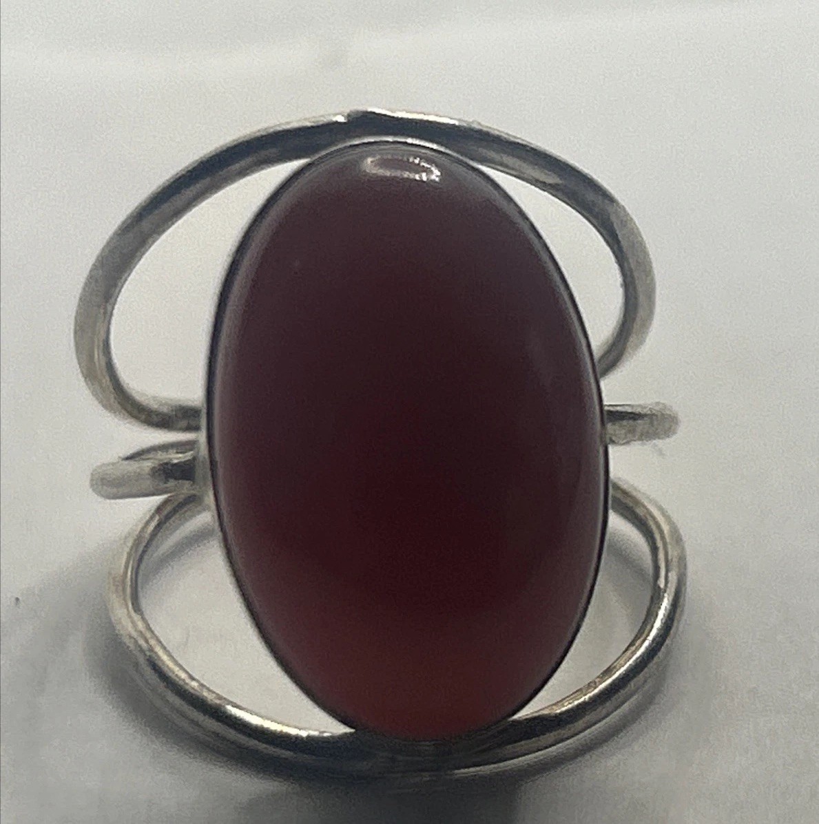 Vintage Sterling Silver 925 Cabochon Red Stone Ring Size8