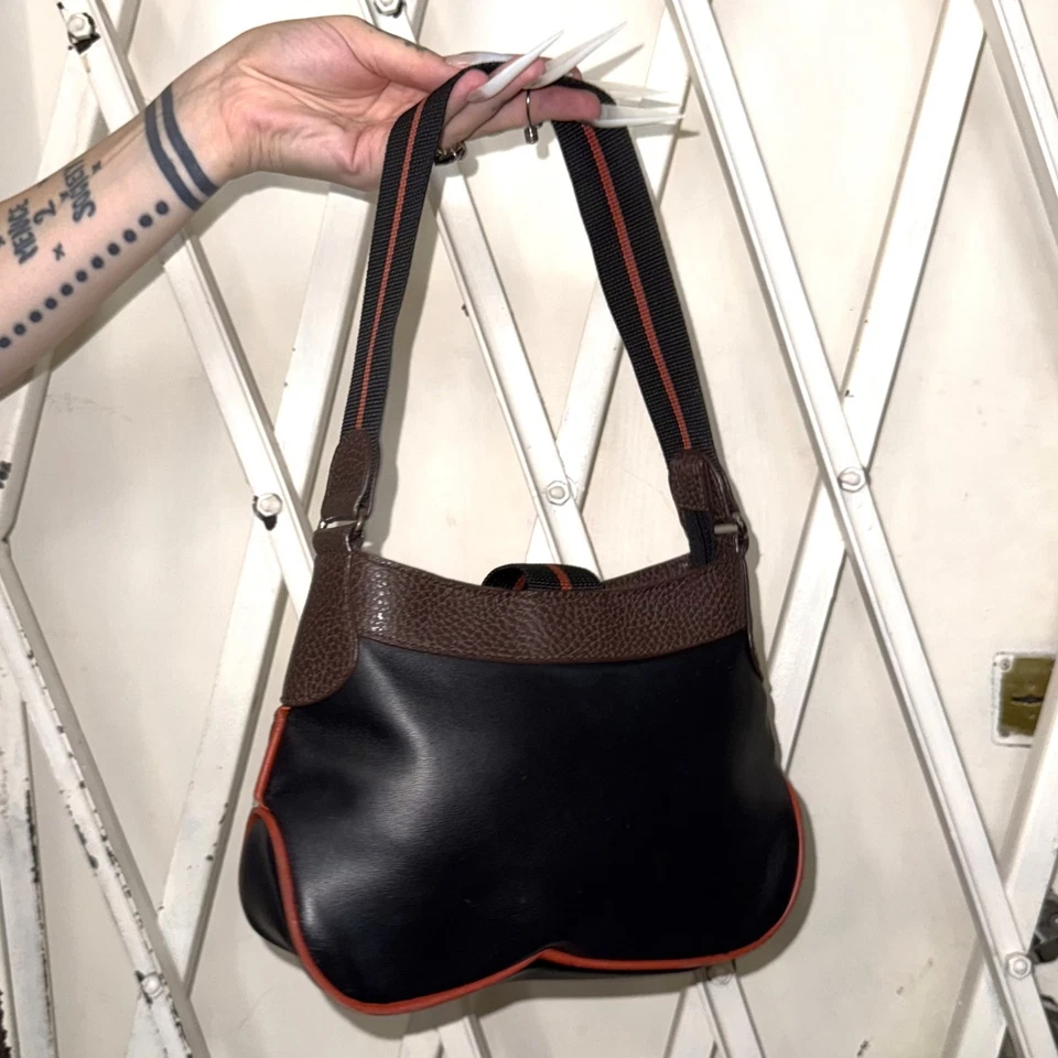 Bolso de cuero sintético vintage Y2K Esprit con asa superior de hombro en negro y marrón Foto 4 de 4