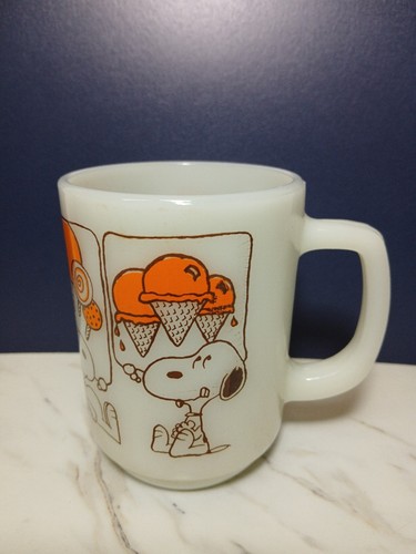 Taza de café vintage Snoopy Fire King vaso de leche cacahuetes dulces sueños golosinas - Imagen 5 de 11