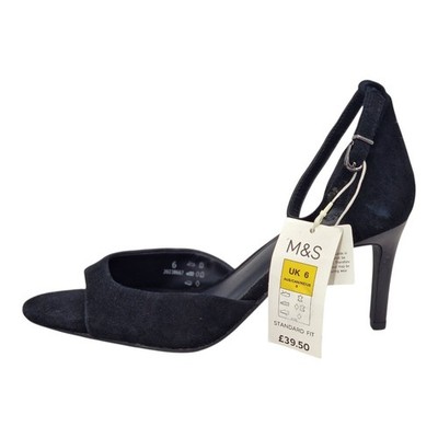 M&S Damen-Sandalen Wildleder Knöchelriemen Stilettoabsatz UVP 39,50 £