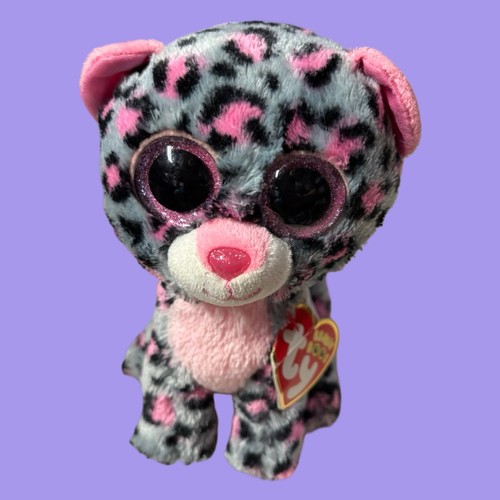Ty Tasha Beanie Babies 2.0 Pink Leopard Glitter Eyes Plush