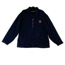 Ariat Black Fleece 1/4 Zip Pullover Mens L Sweater Western Cowboy Rodeo Workwear