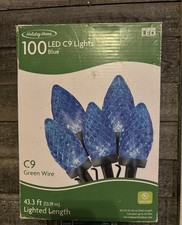 Holiday Home 100 LED C9 blue Lights Green Wire.
